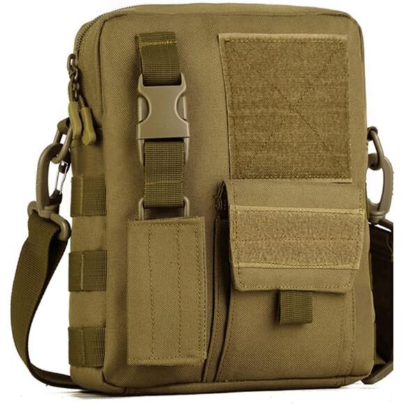 Small Canvas Messenger Bag, Classic Vintage Black Shoulder bag, Small Tactical